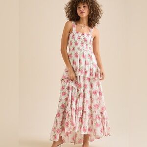 aderny patchwork floral maxi dress pink Aderny Patchwork Floral Maxi Dress